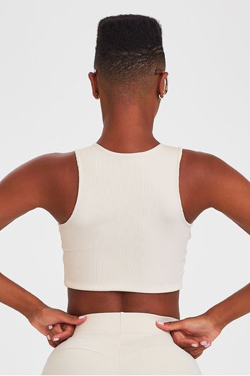 Top Cropped Bicolor Off White
