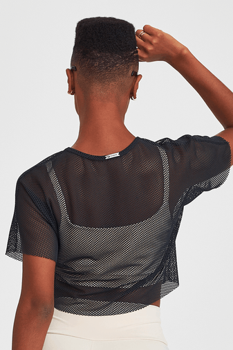 CROPPED TELA BÁSICO PRETO
