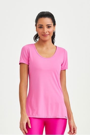 T-Shirt Slit Básica Rosa Milkshake
