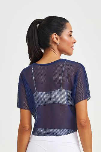 CROPPED TELA BÁSICO AZUL MARINHO