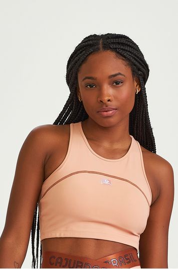 TOP CROPPED COM LOGO E NADADOR NAS COSTAS ROSA BLUSH