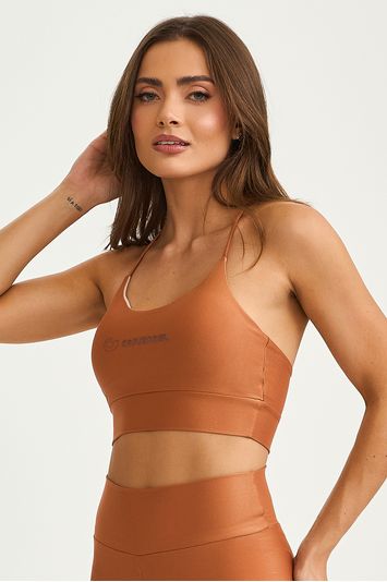 TOP TEXTURIZADO COM SILK MARROM CONHAQUE