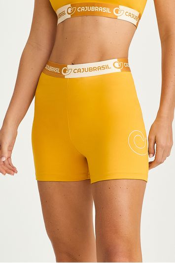 Short Com Cós De Elástico Amarelo Mel