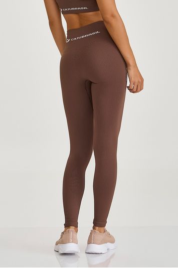 LEGGING SEM COSTURA CANELADA  MARROM CAPUCCINO