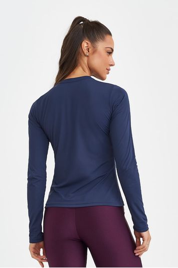 BLUSA MANGA LONGA SF COM VIVOS AZUL MARINHO