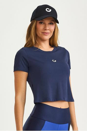 BLUSA SF CURTA TRANSPASSADA AZUL MARINHO