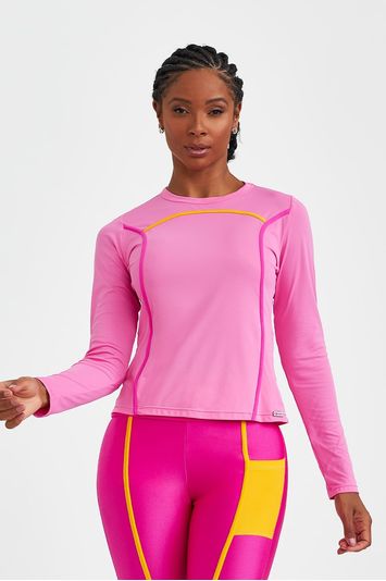 BLUSA MANGA LONGA SF COM VIVOS ROSA MILKSHAKE