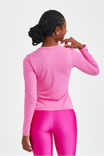 BLUSA MANGA LONGA SF COM VIVOS ROSA MILKSHAKE