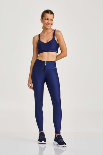 LEGGING COM ZÍPER BÁSICA AZUL MARINHO