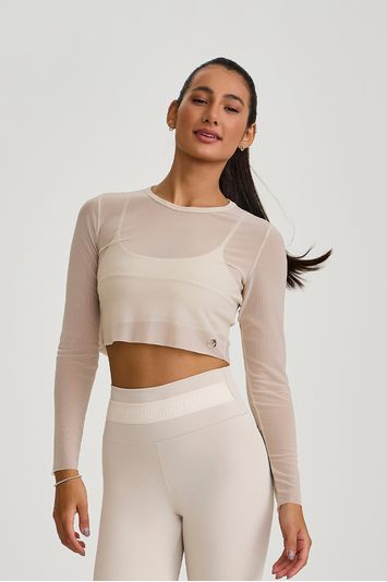 CROPPED DE TULE MANGA LONGA  OFF WHITE
