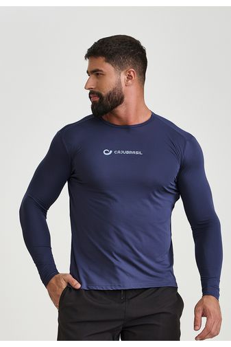 CAMISETA MANGA LONGA MASCULINA  AZUL MARINHO