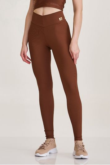 LEGGING AFINA CINTURA NERVURA  MARROM CAPUCCINO