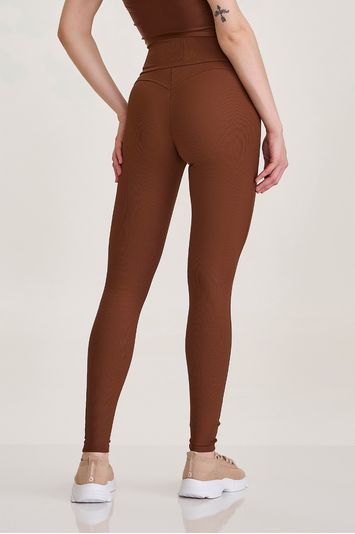 LEGGING AFINA CINTURA NERVURA  MARROM CAPUCCINO