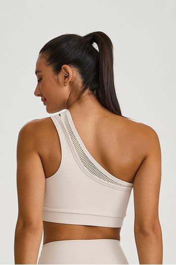 TOP OMBRO SO DETALHE EM TELA  OFF WHITE