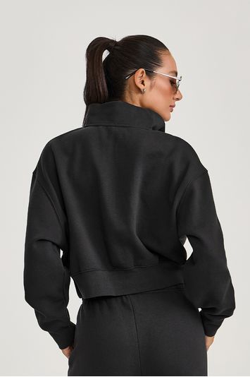 CASACO CROPPED COM ZIPER  PRETO