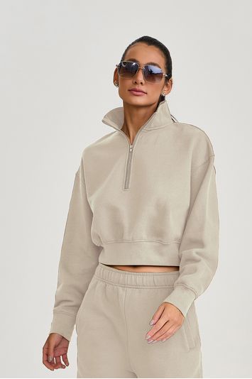 CASACO CROPPED COM ZIPER  OFF WHITE