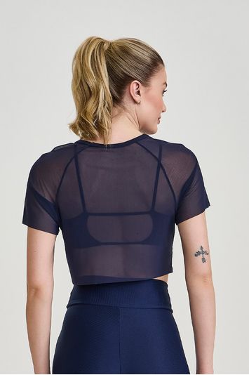 CROPPED DE TULE  AZUL MARINHO