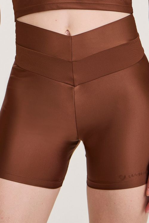 SHORT ATLETIKA AFINA CINTURA MARROM CAPUCCINO
