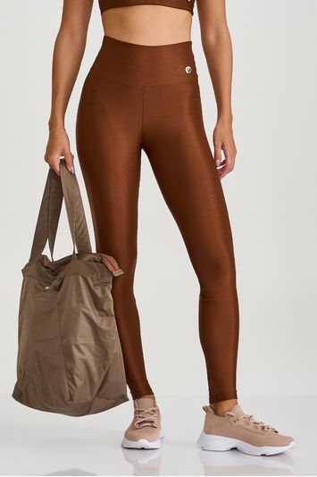 LEGGING COM BRILHO E TEXTURA  MARROM CAPUCCINO
