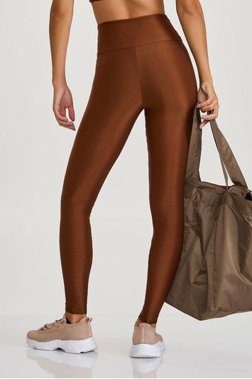 LEGGING COM BRILHO E TEXTURA  MARROM CAPUCCINO