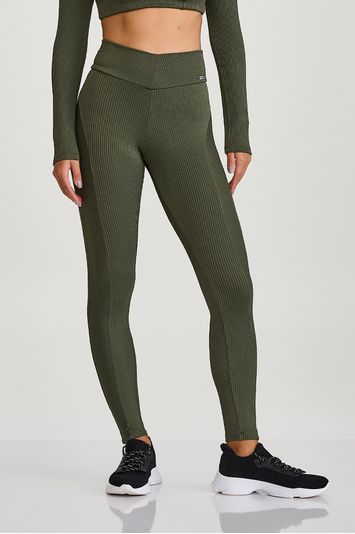 LEGGING CANELADA AFINA CINTURA  VERDE CROCO