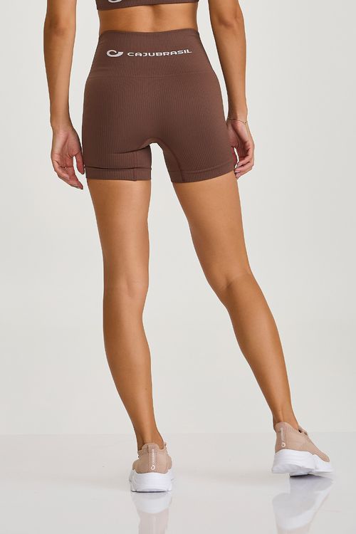 SHORT SEM COSTURA CANELADO MARROM CAPUCCINO