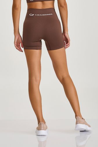 SHORT SEM COSTURA CANELADO MARROM CAPUCCINO