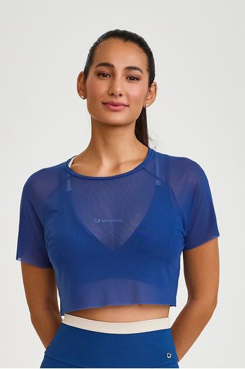CROPPED DE TULE AZUL BLUE JEANS