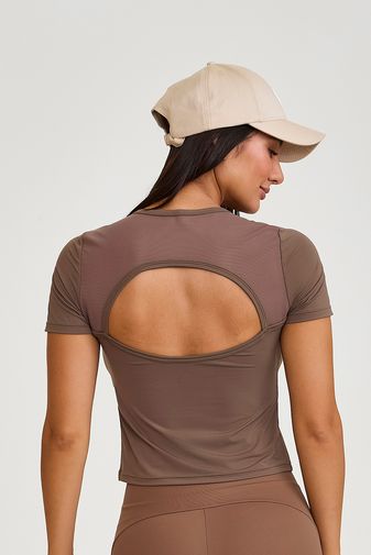 CROPPED UV COM TULE MARROM CASTANHO