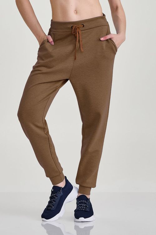CALÇA VISCOSE COM ELÁSTICO MARROM CAPUCCINO