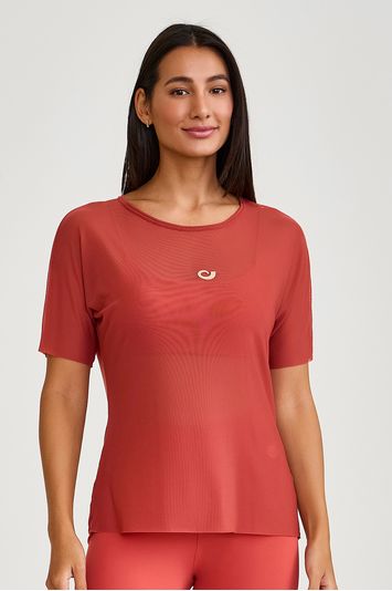 BLUSA DE TULE BÁSICA MARROM PÁPRICA
