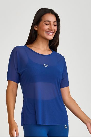 BLUSA DE TULE BÁSICA AZUL BLUE JEANS