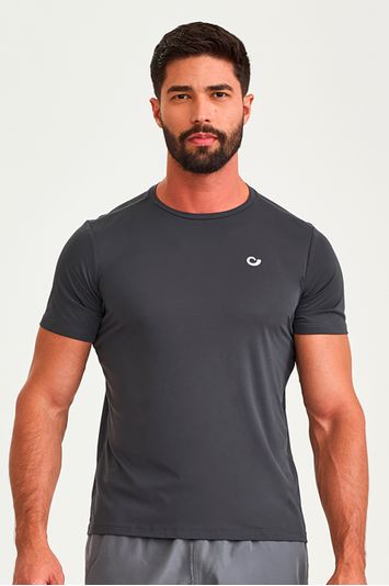 CAMISETA MASCULINA ETIQUETA NO PEITO CINZA CARBOX