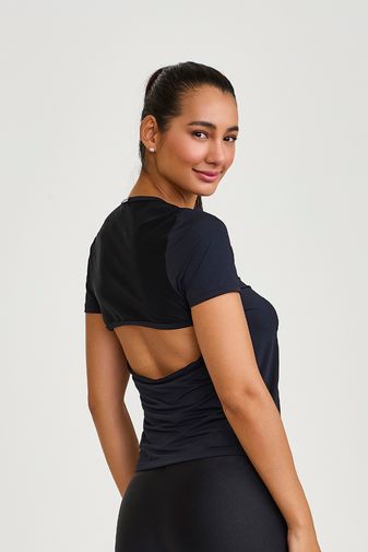 BLUSA UV COM COSTAS RESPIRAVEL E ABERTURA PRETO