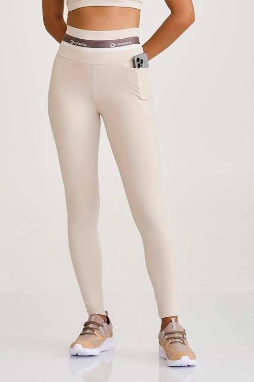 LEGGING PRO COM ELÁSTICO NO CÓS E BOLSO OFF WHITE