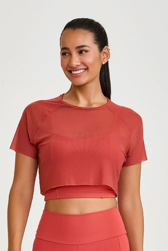 CROPPED DE TULE MARROM PÁPRICA