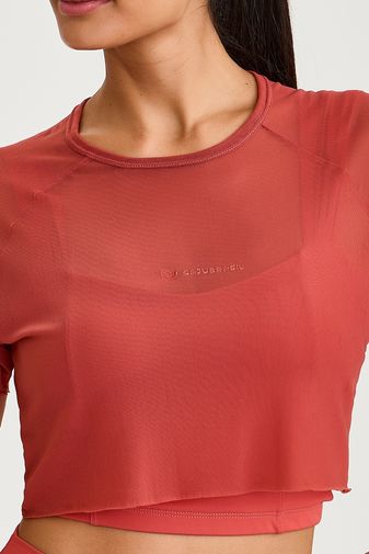 CROPPED DE TULE MARROM PÁPRICA