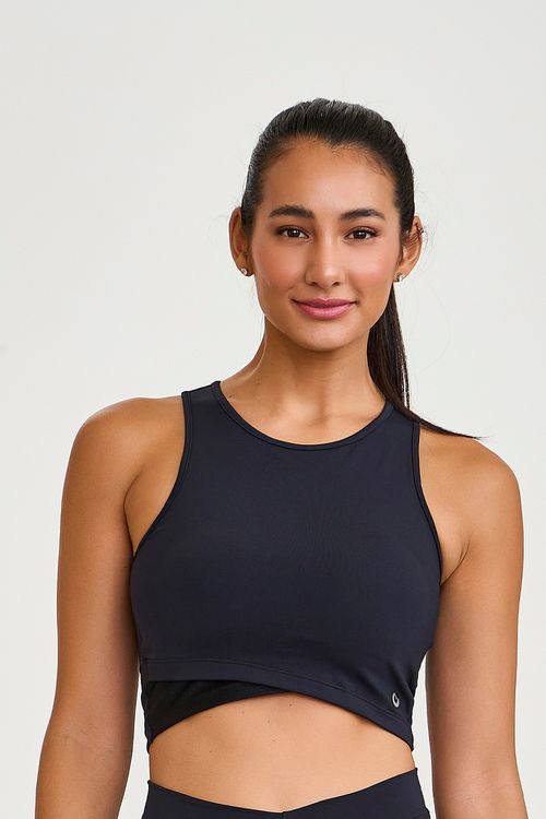 TOP CROPPED NAKAY BARRA ASSIMETRICA PRETO