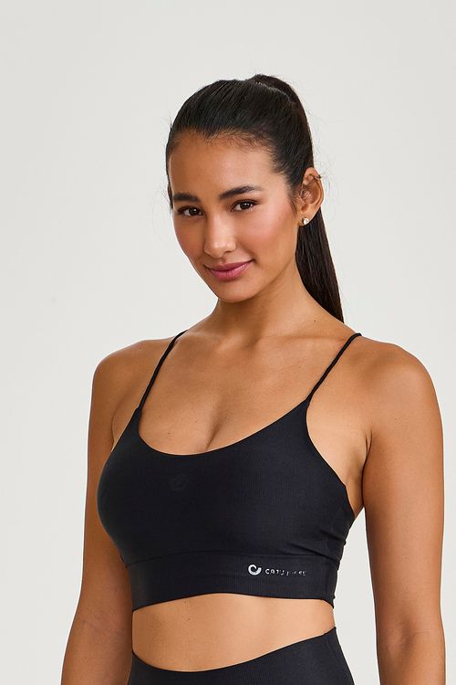 TOP ESSENCIAL ALÇAS CRUZADAS PRETO