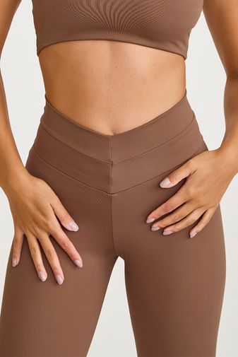 LEGGING DUAL COM CÓS AFINA CINTURA MARROM CASTANHO