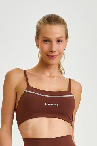 TOP NY COM ALÇAS FINAS MARROM CAPUCCINO