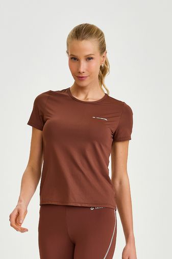 BLUSA NT DRY COM ABERTURA MARROM CAPUCCINO