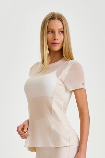 BLUSA DE TULE ALONGADA OFF WHITE