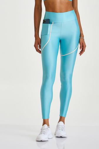 LEGGING ATLETIKA ASSIMÉTRICA COM BOLSO AZUL TURQUESA