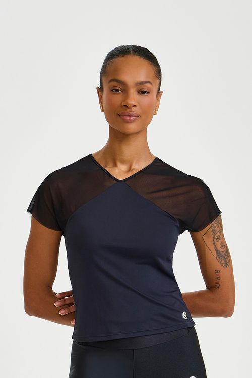 BLUSA SB MANGA DE TULE PRETO