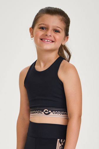 TOP INFANTIL COM ELÁSTICO PERSONALIZADO PRETO
