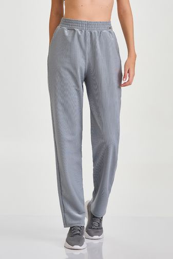 CALÇA CANELADA COM BOLSO CINZA PLATINUM