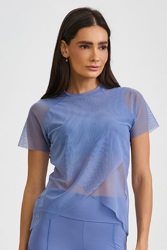 BLUSA DE TULE TRANSPASSADA AZUL PACÍFICO