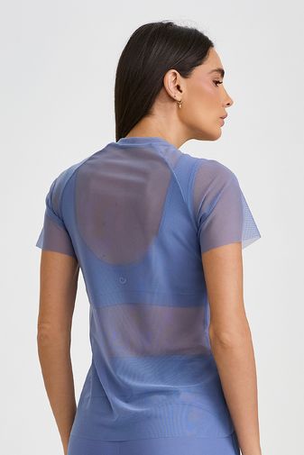 BLUSA DE TULE TRANSPASSADA AZUL PACÍFICO