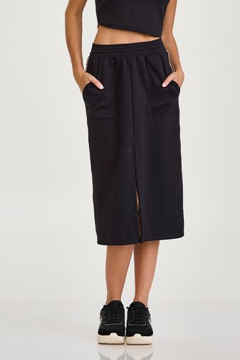 SAIA MIDI COM BOLSO PRETO